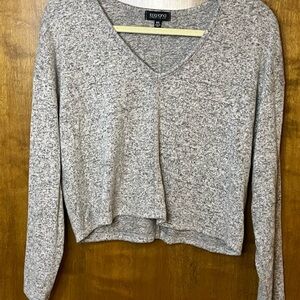 LaLaLand Heathered Gray V-Neck Long Sleeve Top